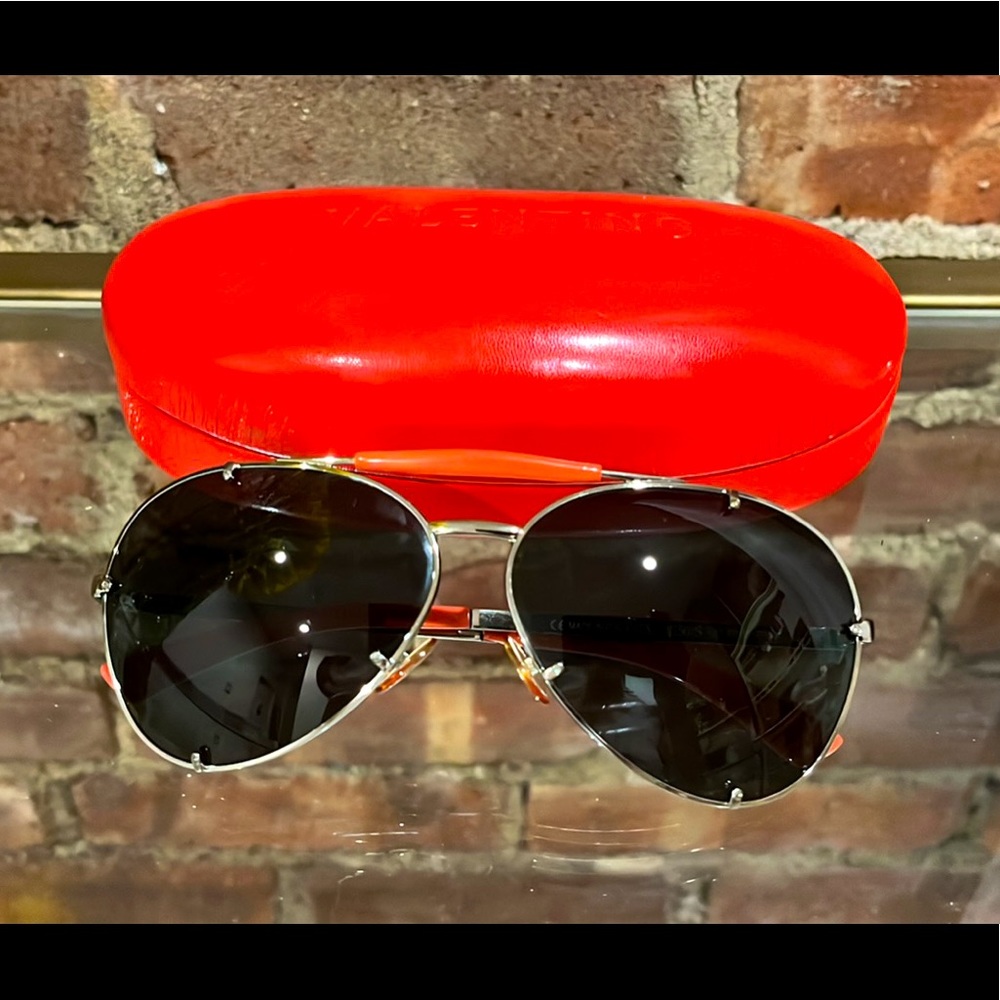 Valentino aviator red sunglasses LIKE NEW original case